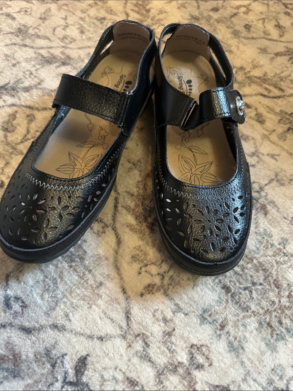 Black Mary Jane Women’s Shoes with Decorative Cutouts